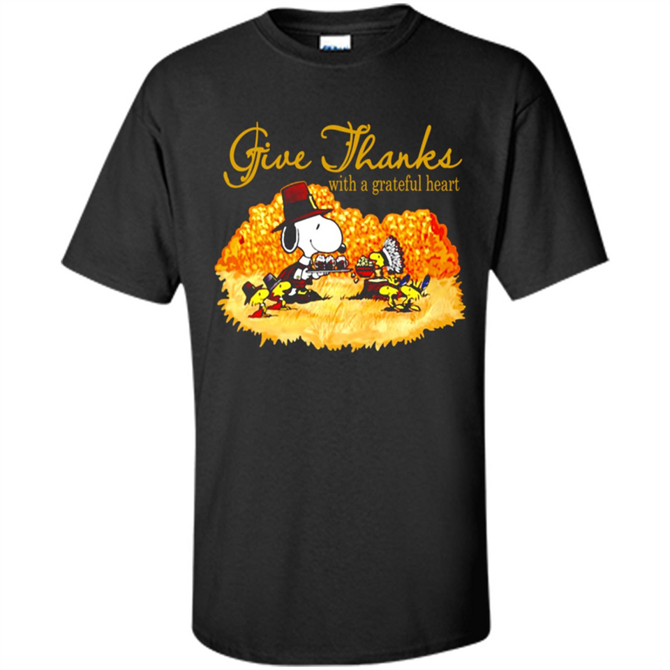 Snoopy Thanksgiving Give Thanks With A Grateful Heart - Shirt