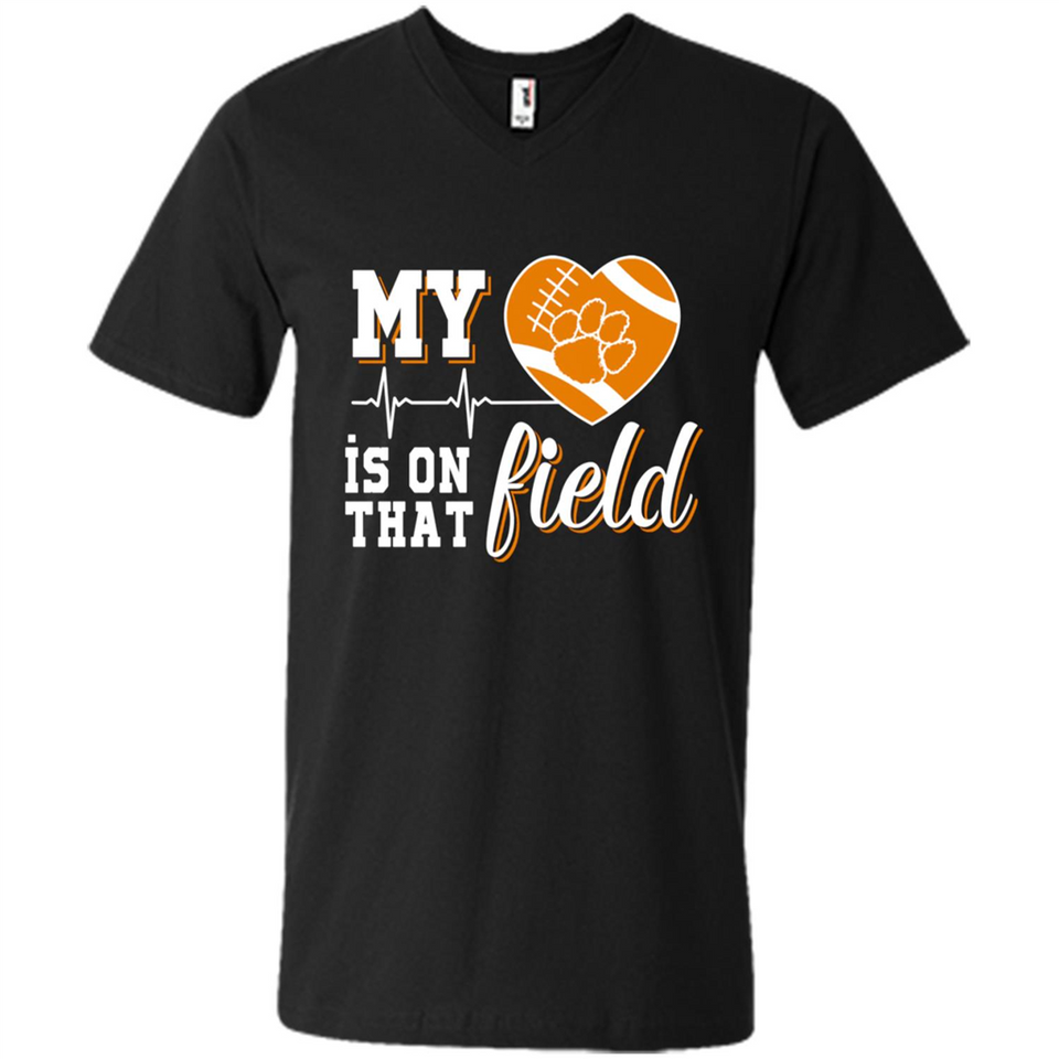 Clemson Tiger Paw Football My Heart is on that Field - Men's V-Neck