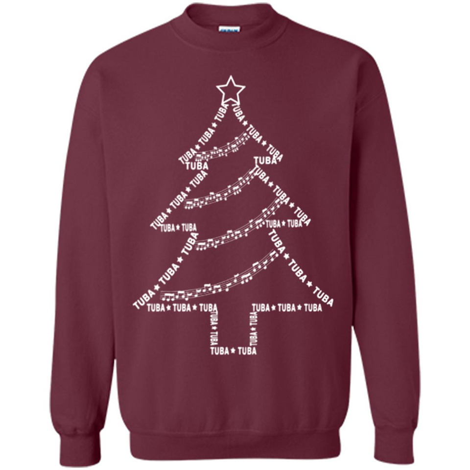 Tuba Text Christmas Tree Musical Instrument Holiday 1