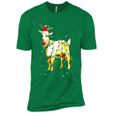 Christmas Lights Goat Wearing Santa Hat T-Shirt - Premium Short Sleeve T-Shirt
