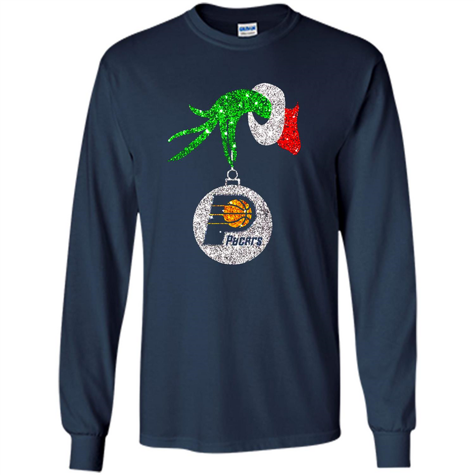 Amazing tee Indiana Pacers Glitter Grinch Monogram Ornament Christmas Gift - Long Sleeve T-Shirt