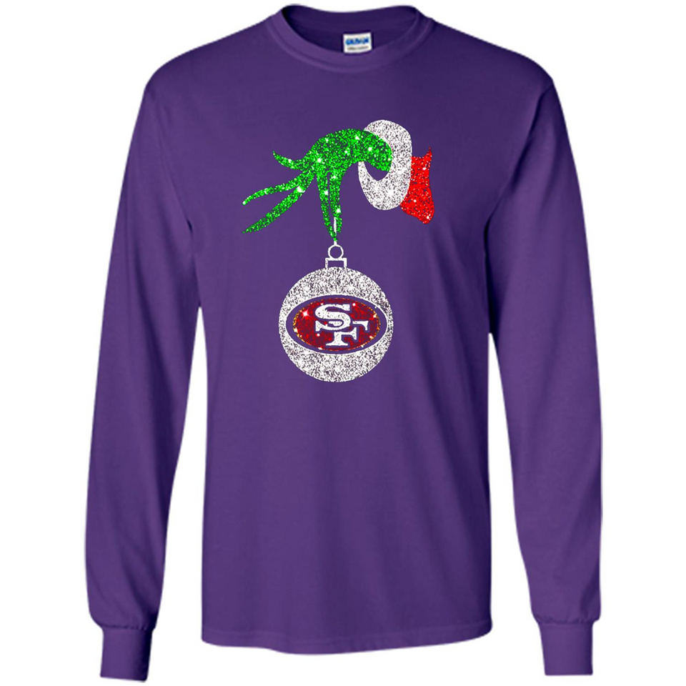Amazing tee San Francisco 49ers Glitter Grinch Monogram Ornament Christmas Gift - Long Sleeve T-Shirt