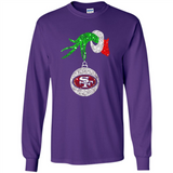 Amazing tee San Francisco 49ers Glitter Grinch Monogram Ornament Christmas Gift - Long Sleeve T-Shirt