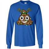 Reindeer Poop Emoji Cute Merry Christmas T-Shirt - Long Sleeve T-Shirt