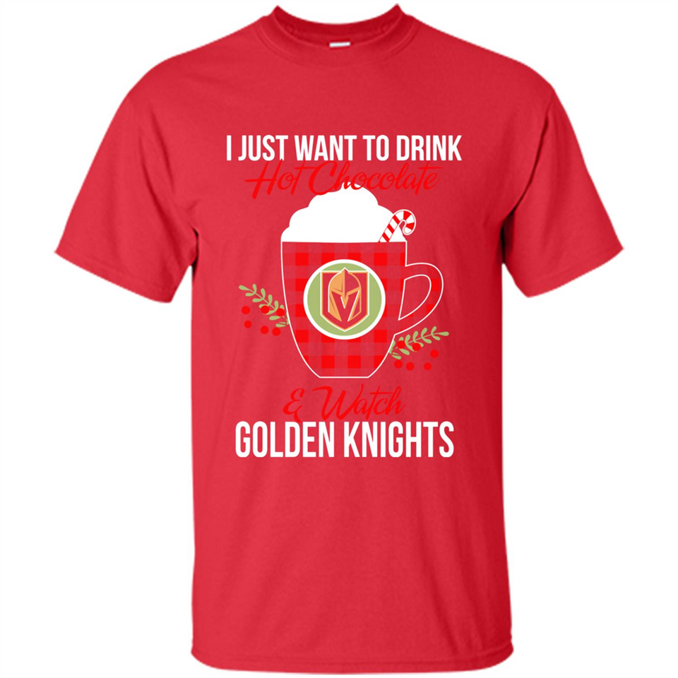 I Just Want To Drink Hot Chocolate & Watch Vegas Golden Knights Ugly Christmas Sweater PINGPONG