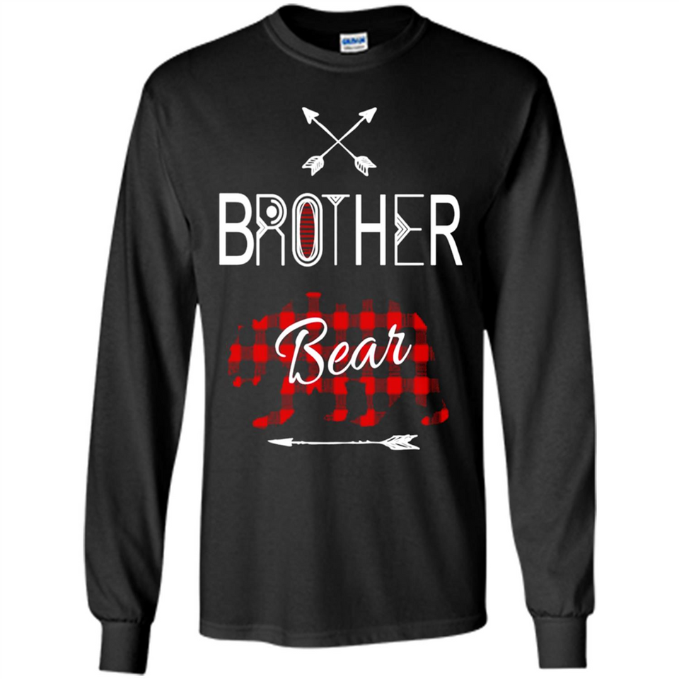 Brother Shirt Buffalo Plaid Family Camping Bear Tee - Long Sleeve T-Shirt