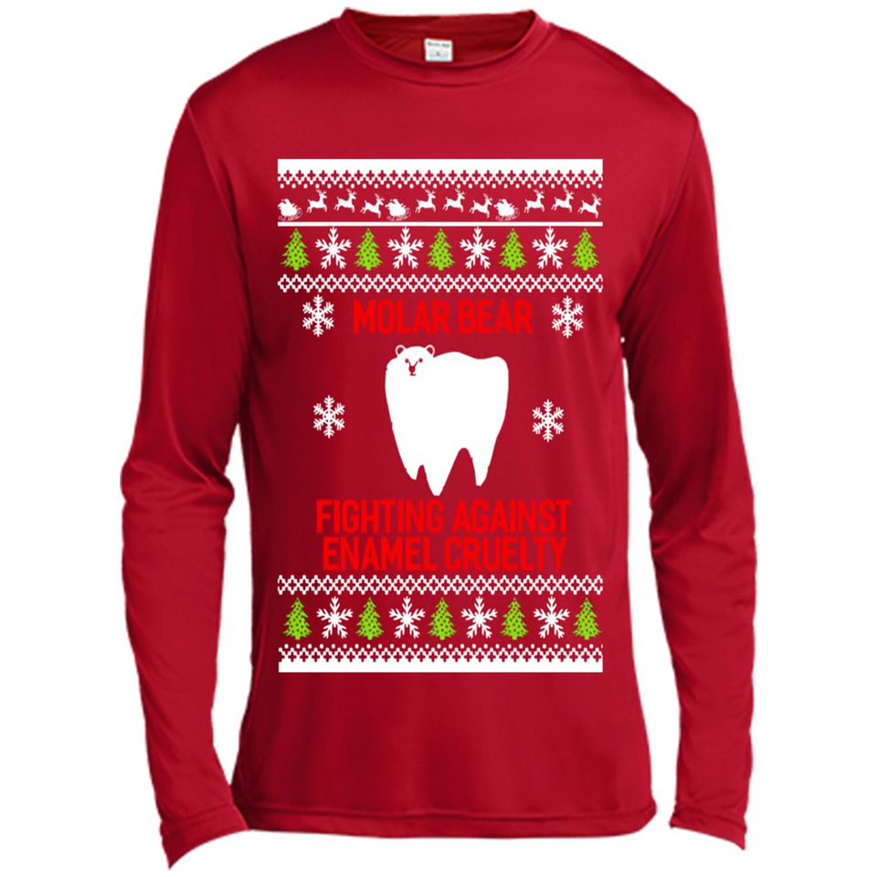 Molar bear fighting against enamel cruelty Christmas - Canvas Long Sleeve T-Shirt