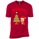 Meow merry christmas- cat and pine merry christmas - Premium Short Sleeve T-Shirt