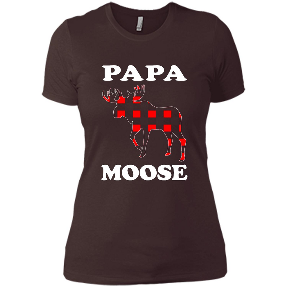 Papa Moose Funny Christmas Plaid Buffalo T-Shirt - Ladies' Boyfriend T-Shirt