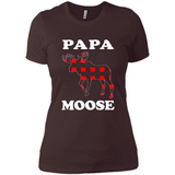 Papa Moose Funny Christmas Plaid Buffalo T-Shirt - Ladies' Boyfriend T-Shirt