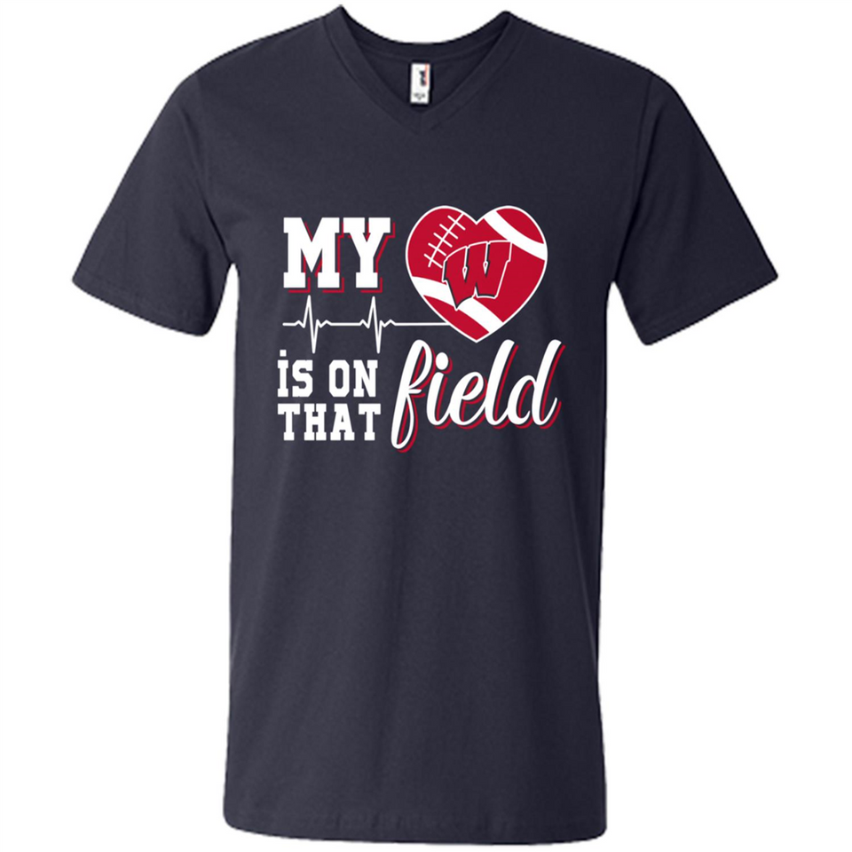 Wisconsin Badgers Football My Heart is on that Field - Men's V-Neck