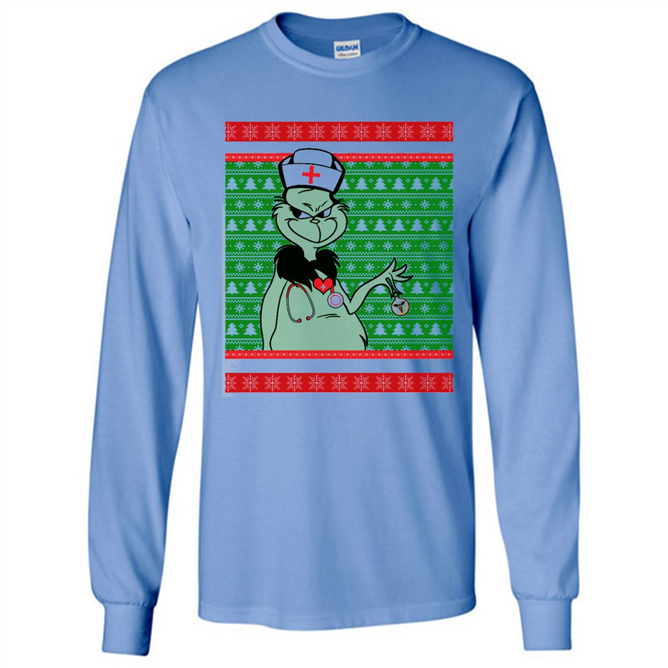 Grinch Nurse Ugly Christmas Sporty T-Shirt PINGPONG - Long Sleeve T-Shirt