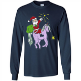 Distressed Retro Santa Riding Unicorn - Long Sleeve T-Shirt