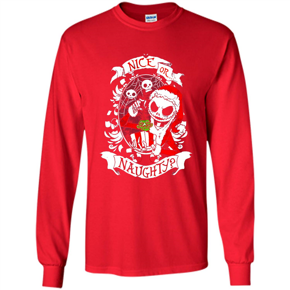 Christmas Shirt, Santa Nice Or Naughty Xmas - Long Sleeve T-Shirt