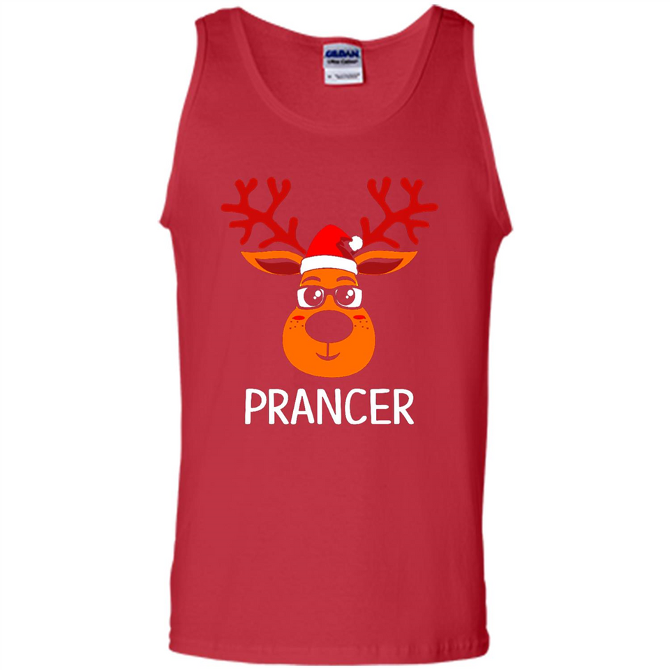 Prancer Reindeer Santa Claus Funny Xmas Holiday T-Shirt - Tank Top
