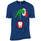 Christmas Nurse Grinch hand holding clinic dental ornament - Premium Short Sleeve T-Shirt