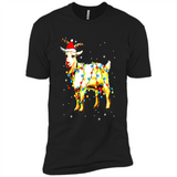 Christmas Lights Goat Wearing Santa Hat T-Shirt - Premium Short Sleeve T-Shirt