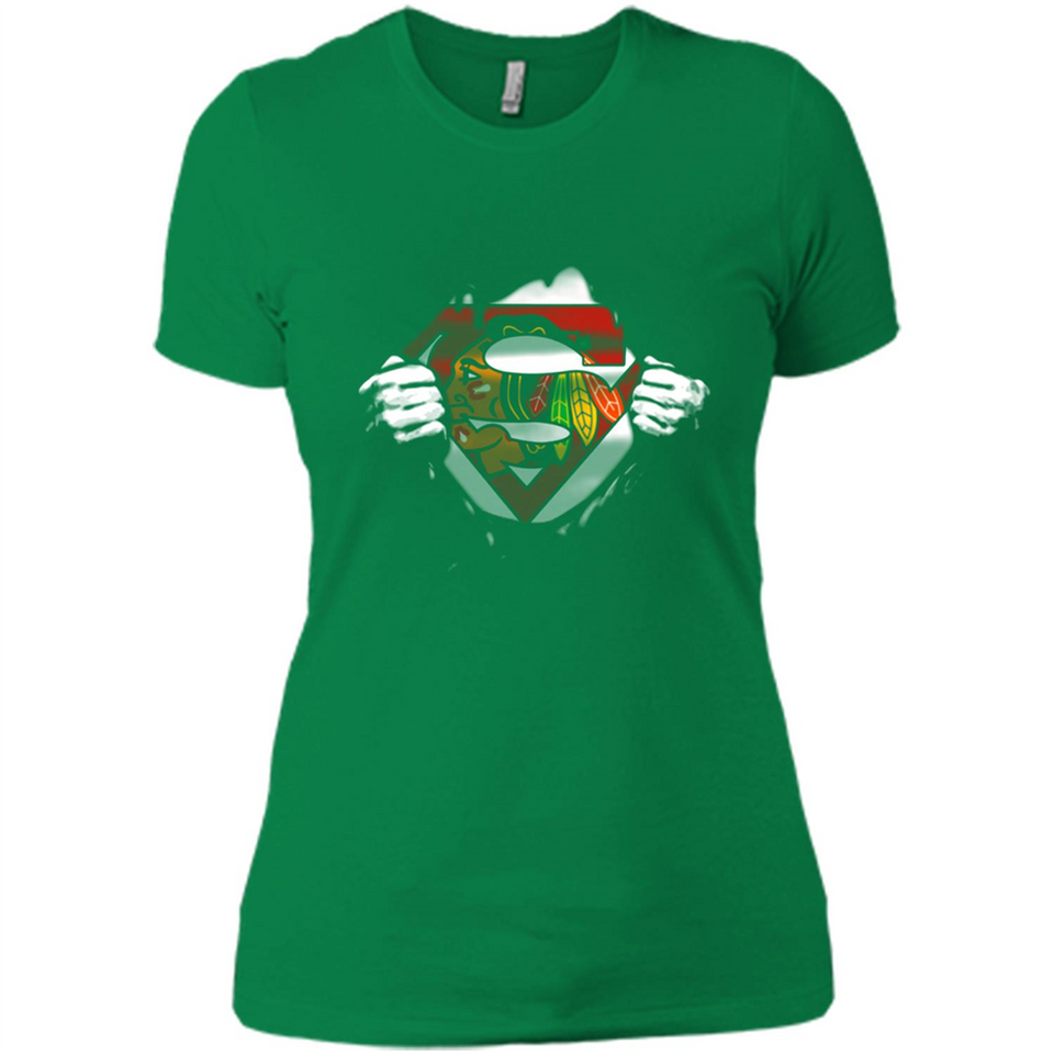 Chicago Blackhawks And Superman Fans - Ladies' Boyfriend T-Shirt