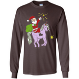Distressed Retro Santa Riding Unicorn - Long Sleeve T-Shirt