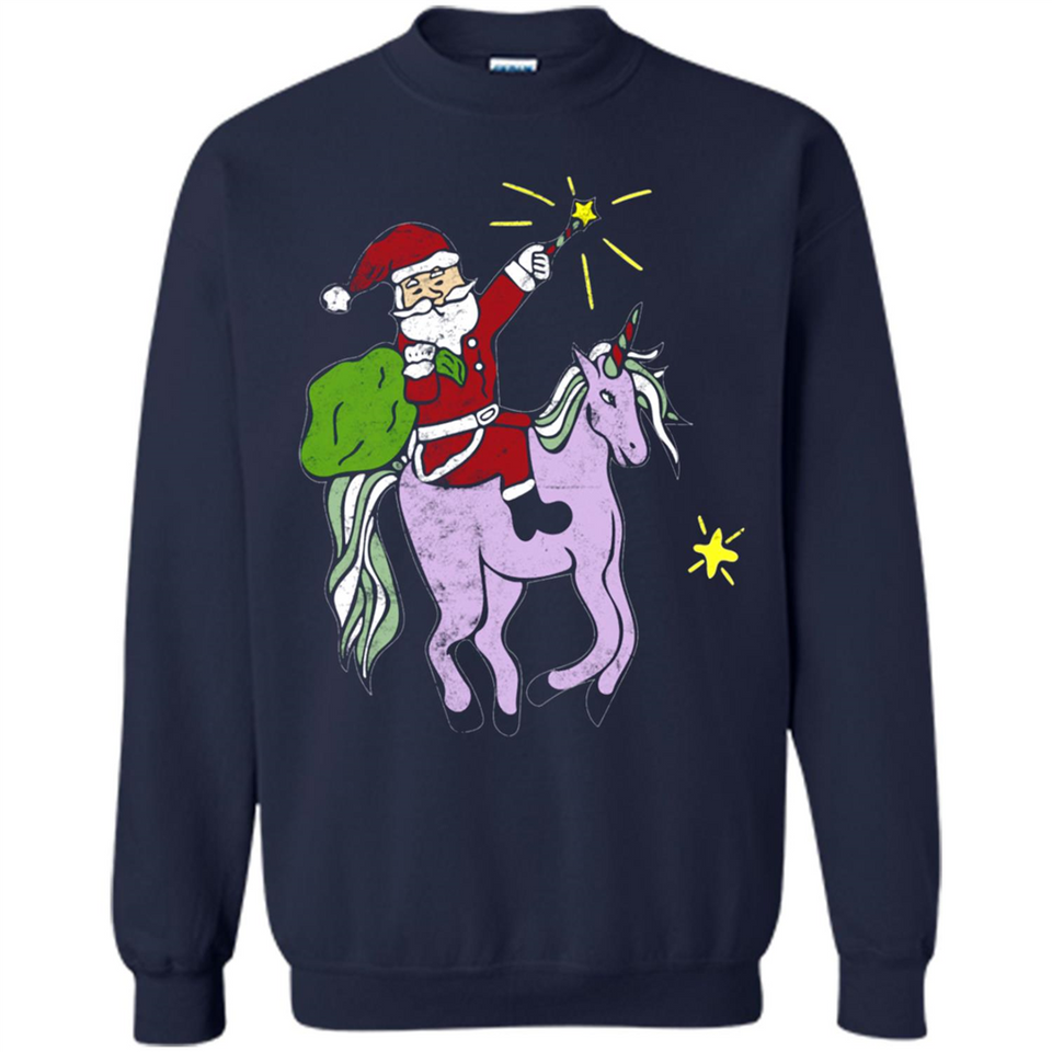 Distressed Retro Santa Riding Unicorn - Sweatshirt