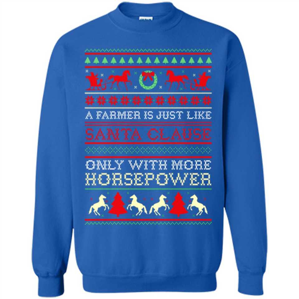 Funny Farmers Gift Ugly Santa Claus Horsepower - Sweatshirt