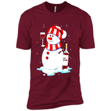 Cute Snowman drink Red Wine Christmas T-Shirt - Premium Short Sleeve T-Shirt