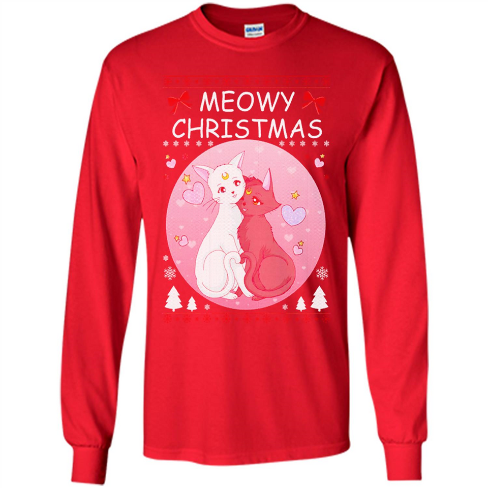 Sailor Moon Yin Yang Cat Love Ugly Christmas Sweater - Long Sleeve T-Shirt