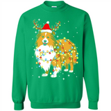 Christmas Lights Shetland Sheepdog Wearing Santa Hat Funny Xmas - Sweatshirt