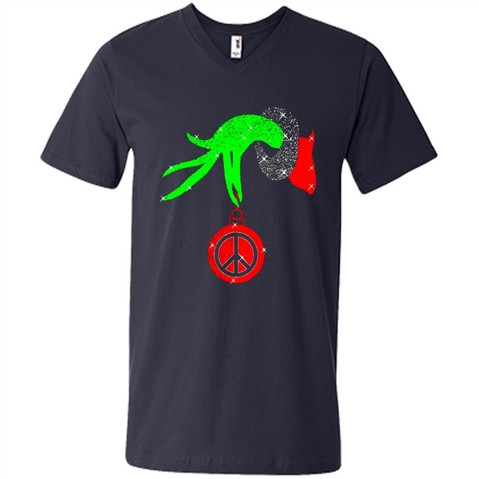 Christmas The Grinch Hand Holding Hippie Ornament - Men's V-Neck