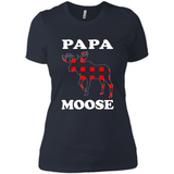 Papa Moose Funny Christmas Plaid Buffalo T-Shirt - Ladies' Boyfriend T-Shirt
