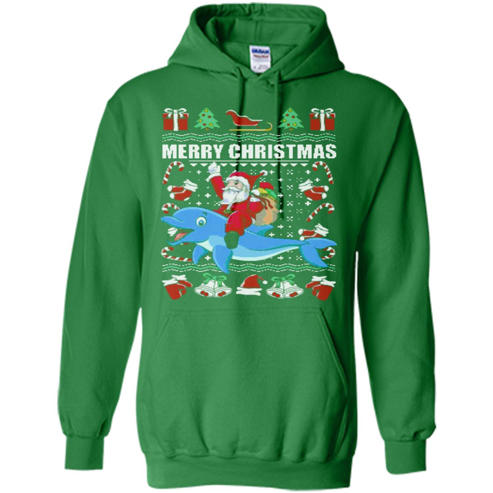 Ugly Christmas Santa Riding Dolphin - Hoodie