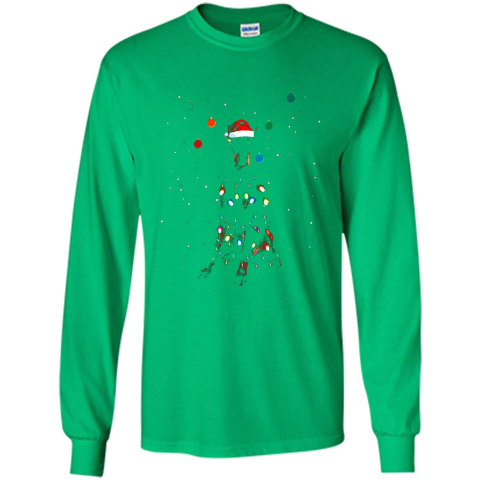 Doberman Santa Lights Christmas Dog Xmas Sweatshirt - Long Sleeve T-Shirt