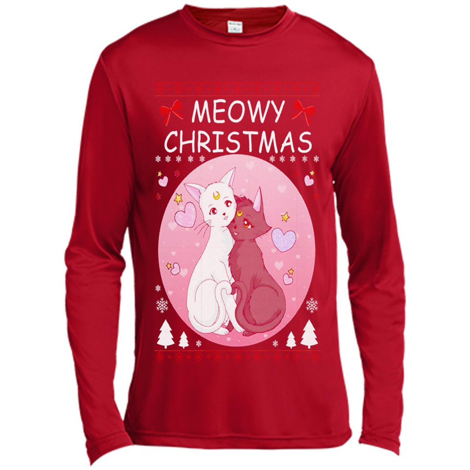 Sailor Moon Yin Yang Cat Love Ugly Christmas Sweater - Canvas Long Sleeve T-Shirt