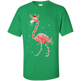 Christmas Lights Flamingo Wearing Santa Hat Funny Xmas - Shirt