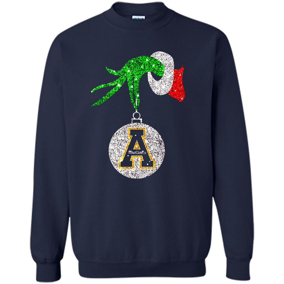 Funny Appalachian State Mountaineers Glitter Grinch Monogram Ornament Christmá - Sweatshirt