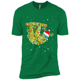 Christmas Lights Sloth Wearing Santa Hat Funny Xmas - Premium Short Sleeve T-Shirt
