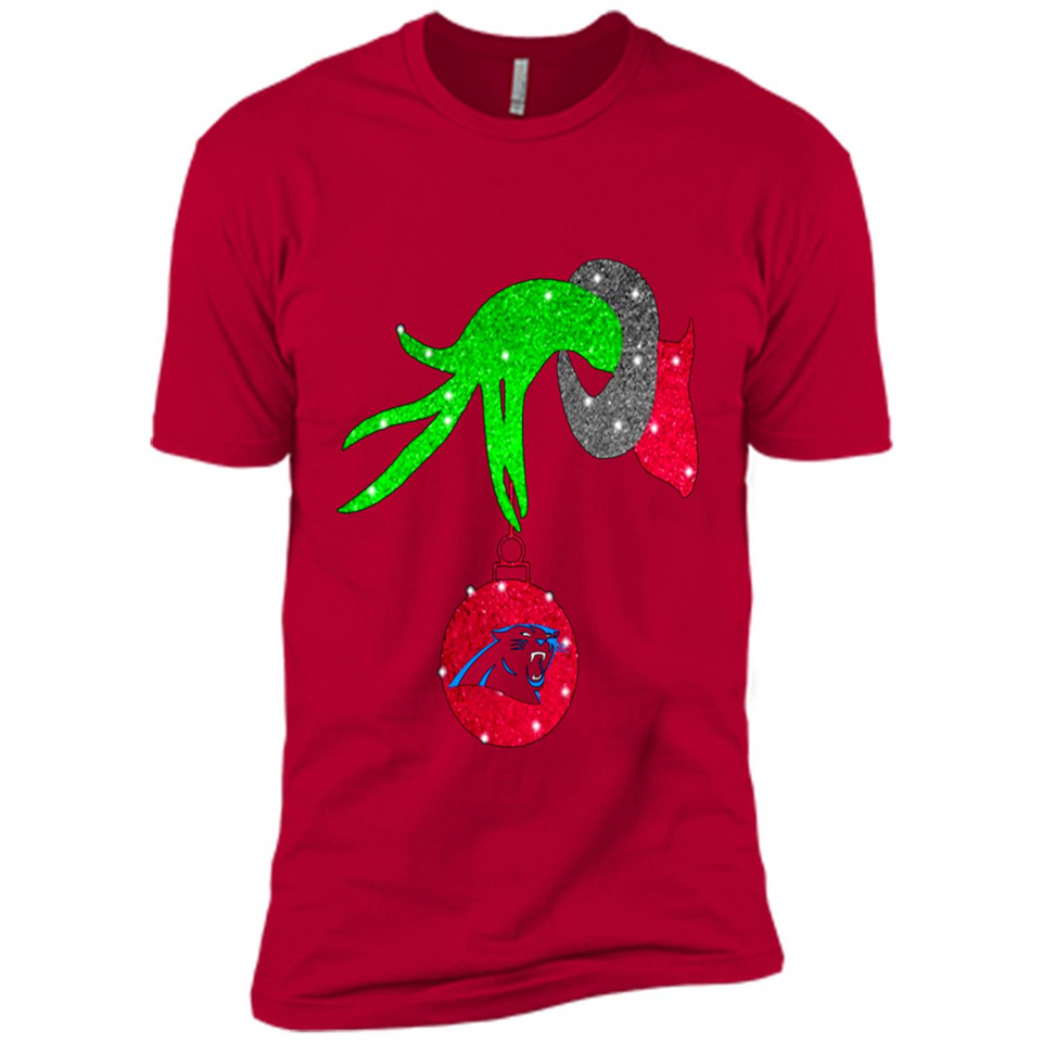GRINCH HAND HOLDING CAROLINA PANTHER GLITTER CHRISTMAS PINGPONG