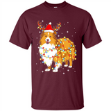 Christmas Lights Shetland Sheepdog Wearing Santa Hat Funny Xmas - Shirt