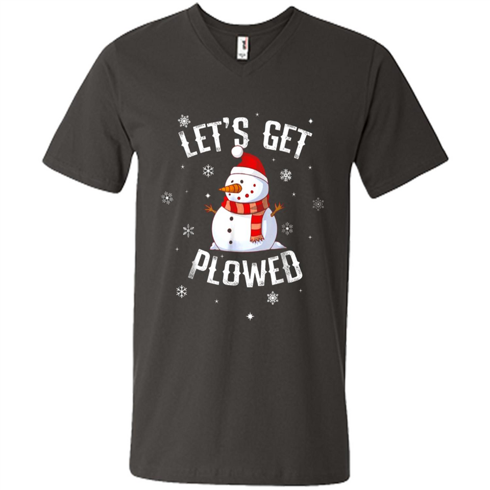 Let's Get Plowed Funny Christmas Snowman - Men's V-Neck