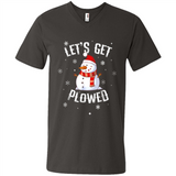 Let's Get Plowed Funny Christmas Snowman - Men's V-Neck