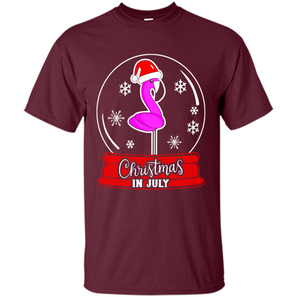 Christmas In July Flamingo Snow Globe Santa Hat - Shirt