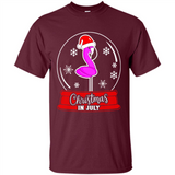 Christmas In July Flamingo Snow Globe Santa Hat - Shirt