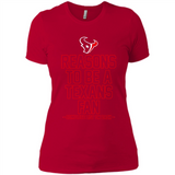 Reasons to be a Houston Texans Fan Complete List on Back - Ladies' Boyfriend T-Shirt