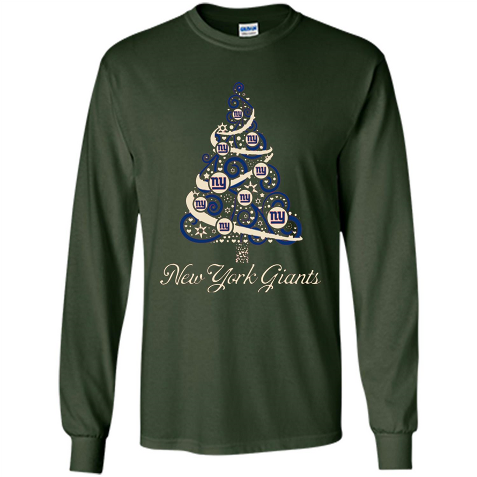 New York Giants NFL Football Team Logo Christmas Tree T-Shirt - Long Sleeve T-Shirt