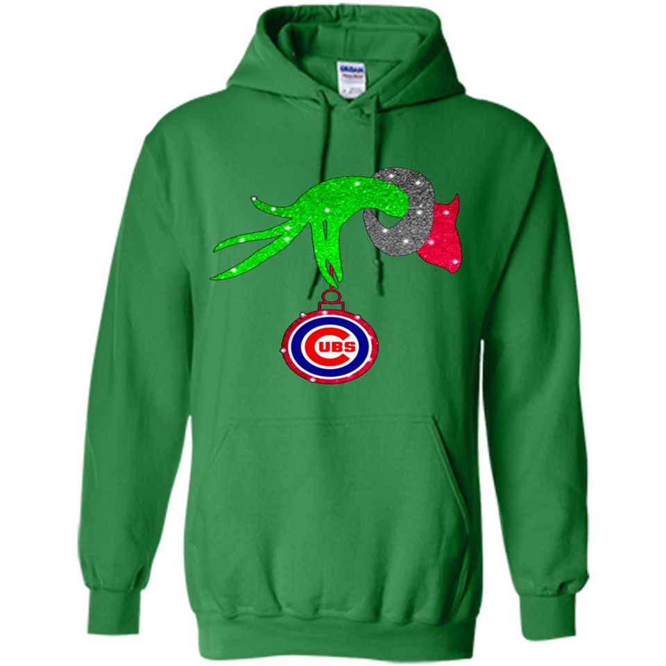 GRINCH HAND HOLDING CHICAGO CUBS GLITTER CHRISTMAS PINGPONG
