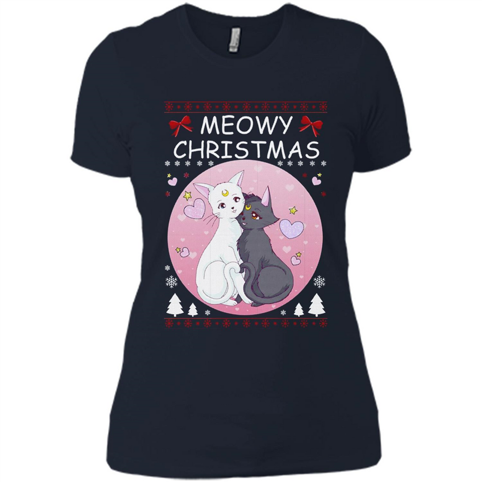Sailor Moon Yin Yang Cat Love Ugly Christmas Sweater - Ladies' Boyfriend T-Shirt