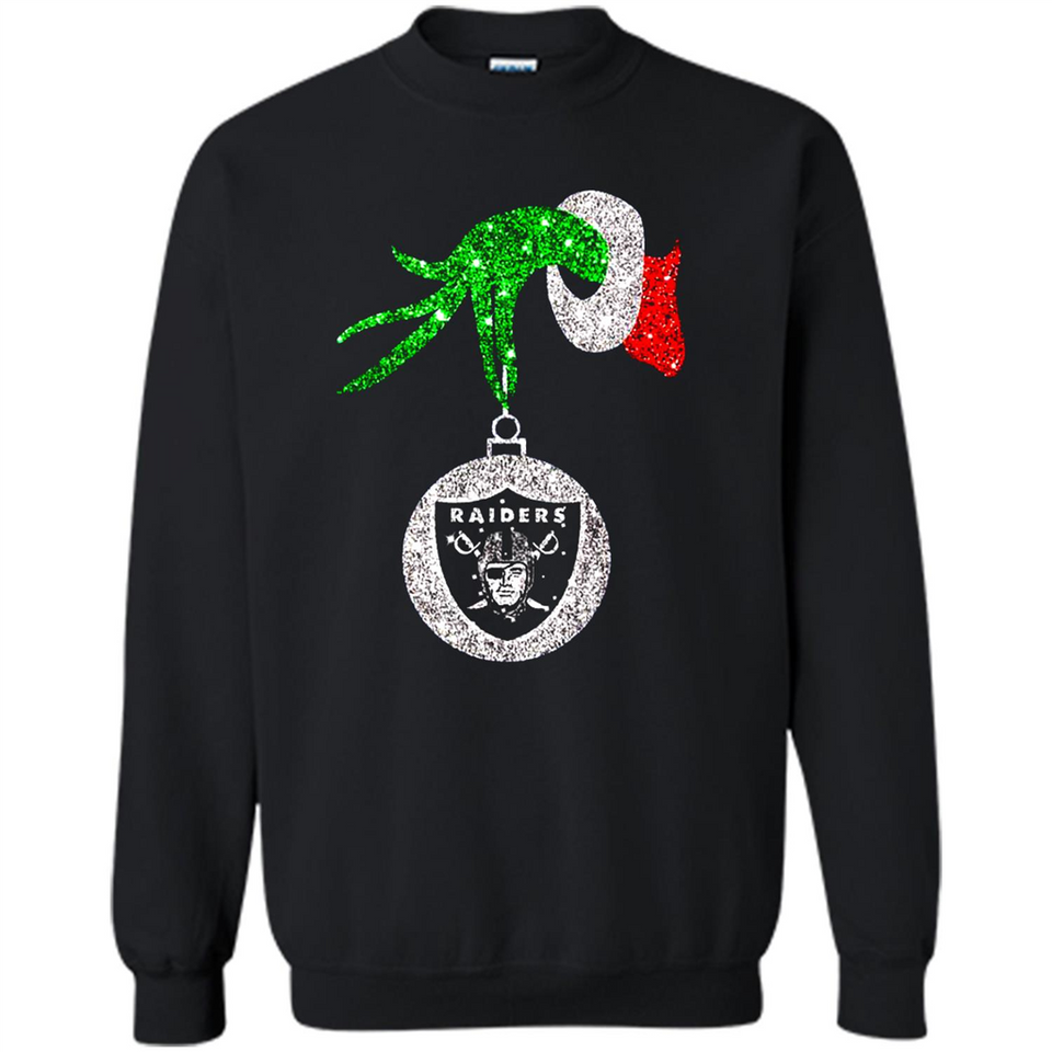 Amazing tee Oakland Raiders Glitter Grinch Monogram Ornament Christmas Gift - Sweatshirt