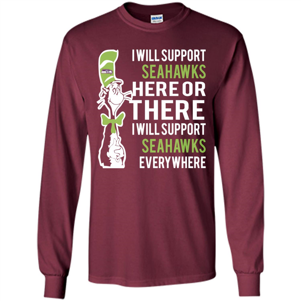 Shirt For Dr Seuss Cat And Seattle Seahawks Fans - Long Sleeve T-Shirt