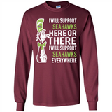 Shirt For Dr Seuss Cat And Seattle Seahawks Fans - Long Sleeve T-Shirt