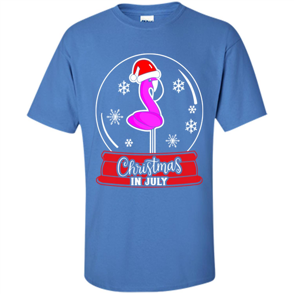 Christmas In July Flamingo Snow Globe Santa Hat - Shirt